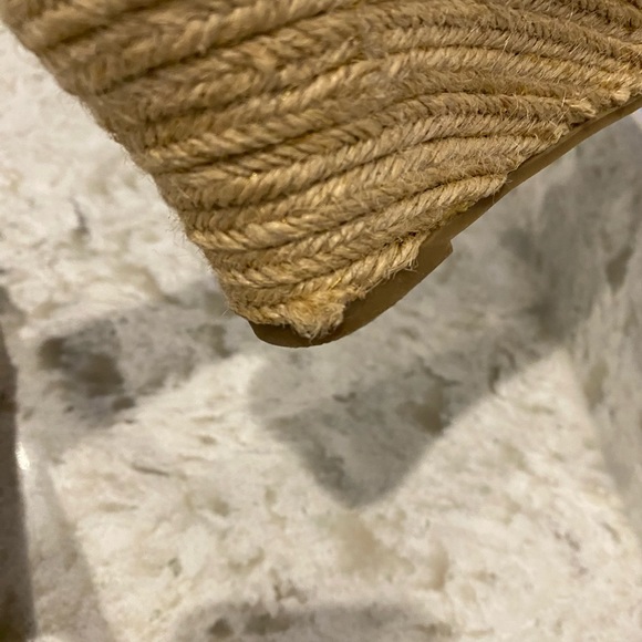 Karen Scott Wedge Heels Sandals Blue and White Striped Flower Detail Size 5 - Picture 5 of 8